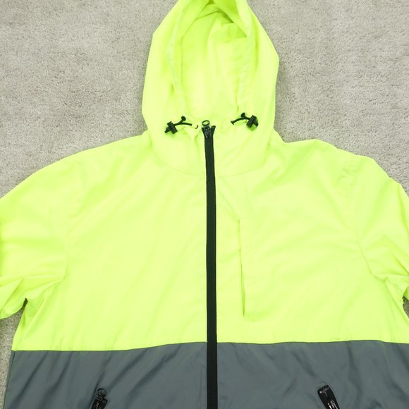 American Eagle Jacket Men's Medium Green Gray Windbreaker Hooded Full Zip - Picture 2 of 9